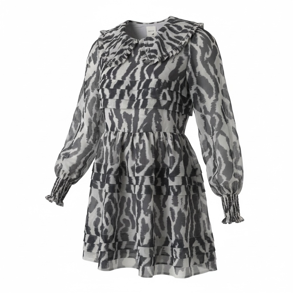 Maeve Black and White Patterned Mini Dress